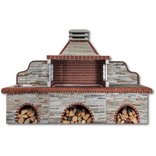 Garden bbq set: With counter – sink, grill, with stenari stone and with red firebrick